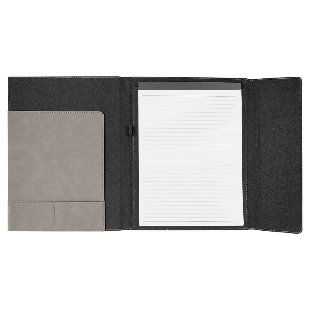 Laserable Leatherette Canvas Portfolio w / Notepad