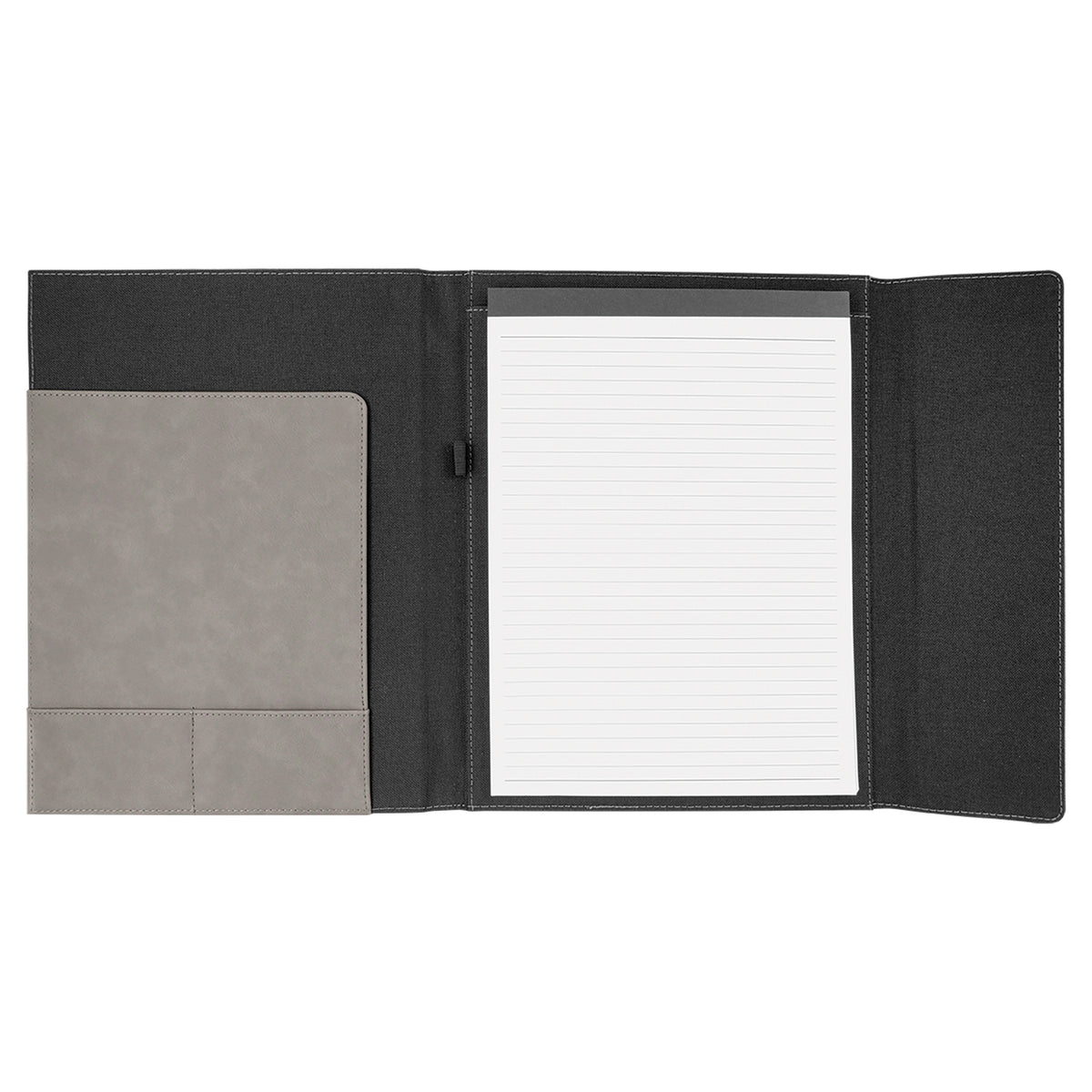 Laserable Leatherette Canvas Portfolio w / Notepad
