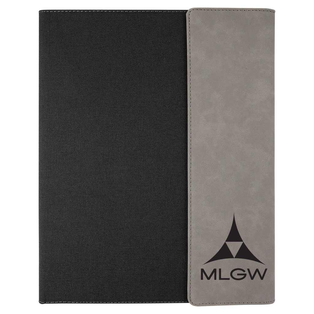 Laserable Leatherette Canvas Portfolio w / Notepad