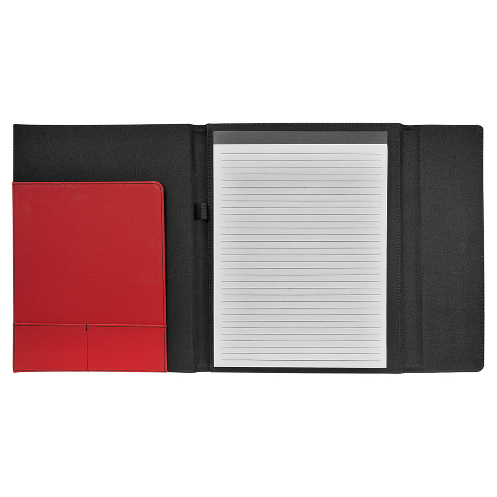 Laserable Leatherette Canvas Portfolio w / Notepad