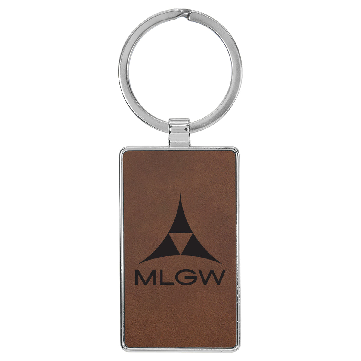 Laserable Leatherette/Metal Rectangle Keychain