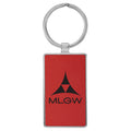 Laserable Leatherette/Metal Rectangle Keychain