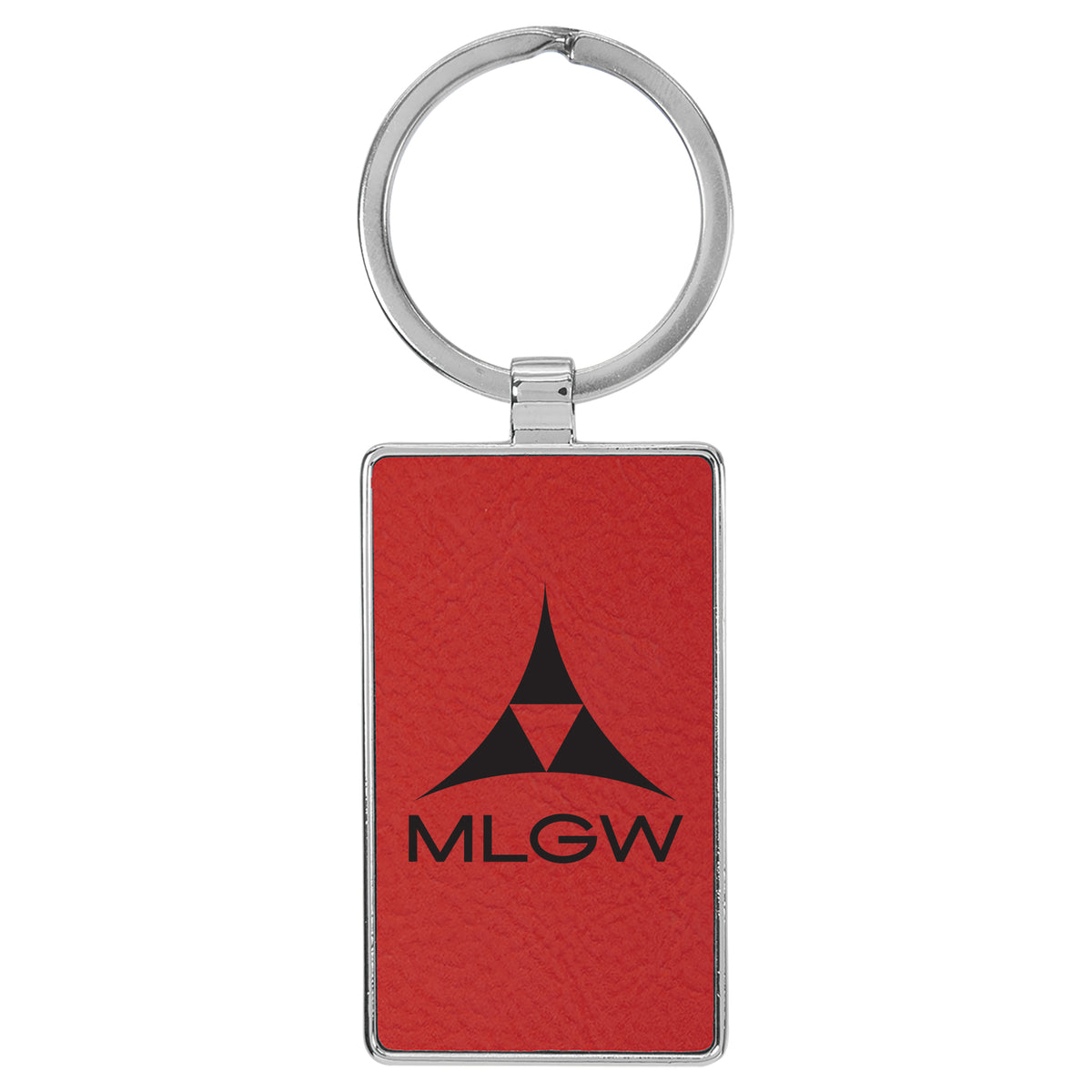 Laserable Leatherette/Metal Rectangle Keychain